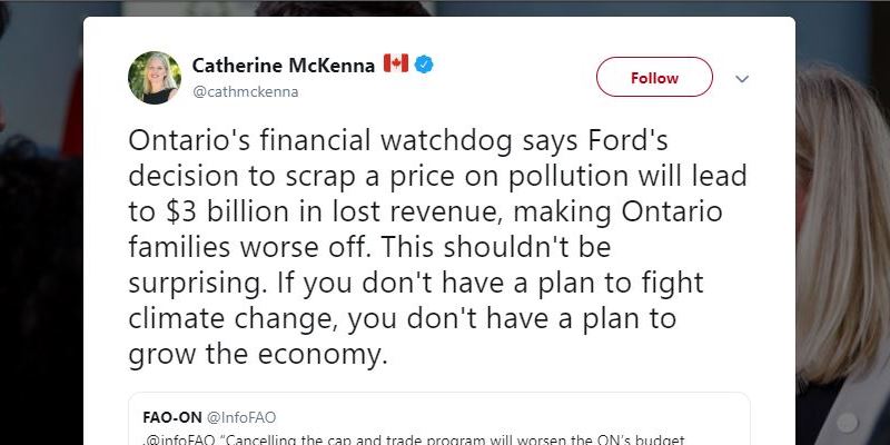Minister McKenna wrong on relationship between carbon taxes and growth